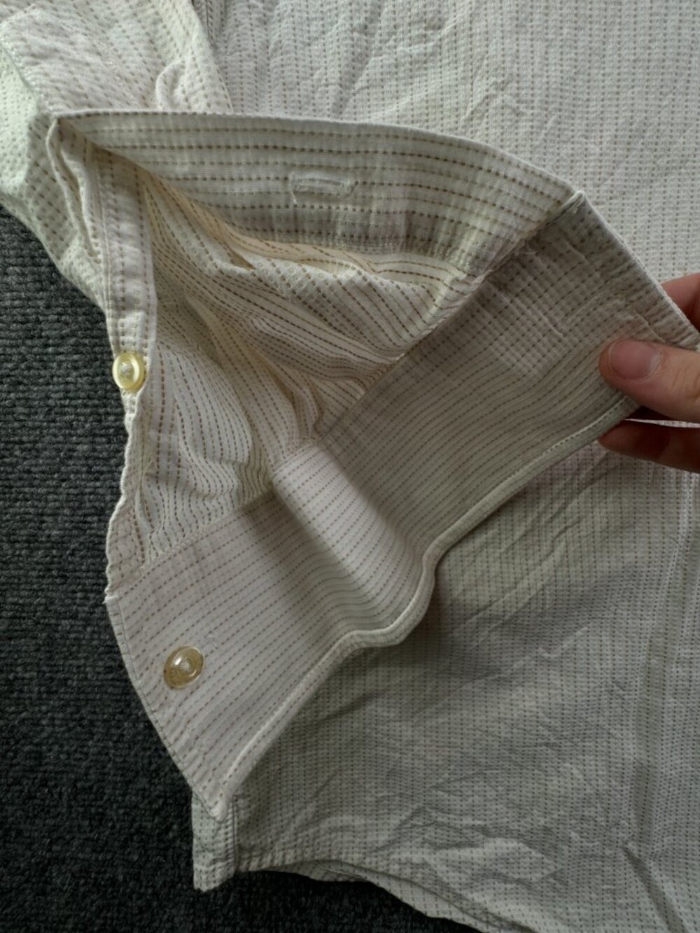 Kenzo Long Sleeve Button Up Shirt Men Striped White Beige Size 17 (43) Adult - Picture 11 of 15